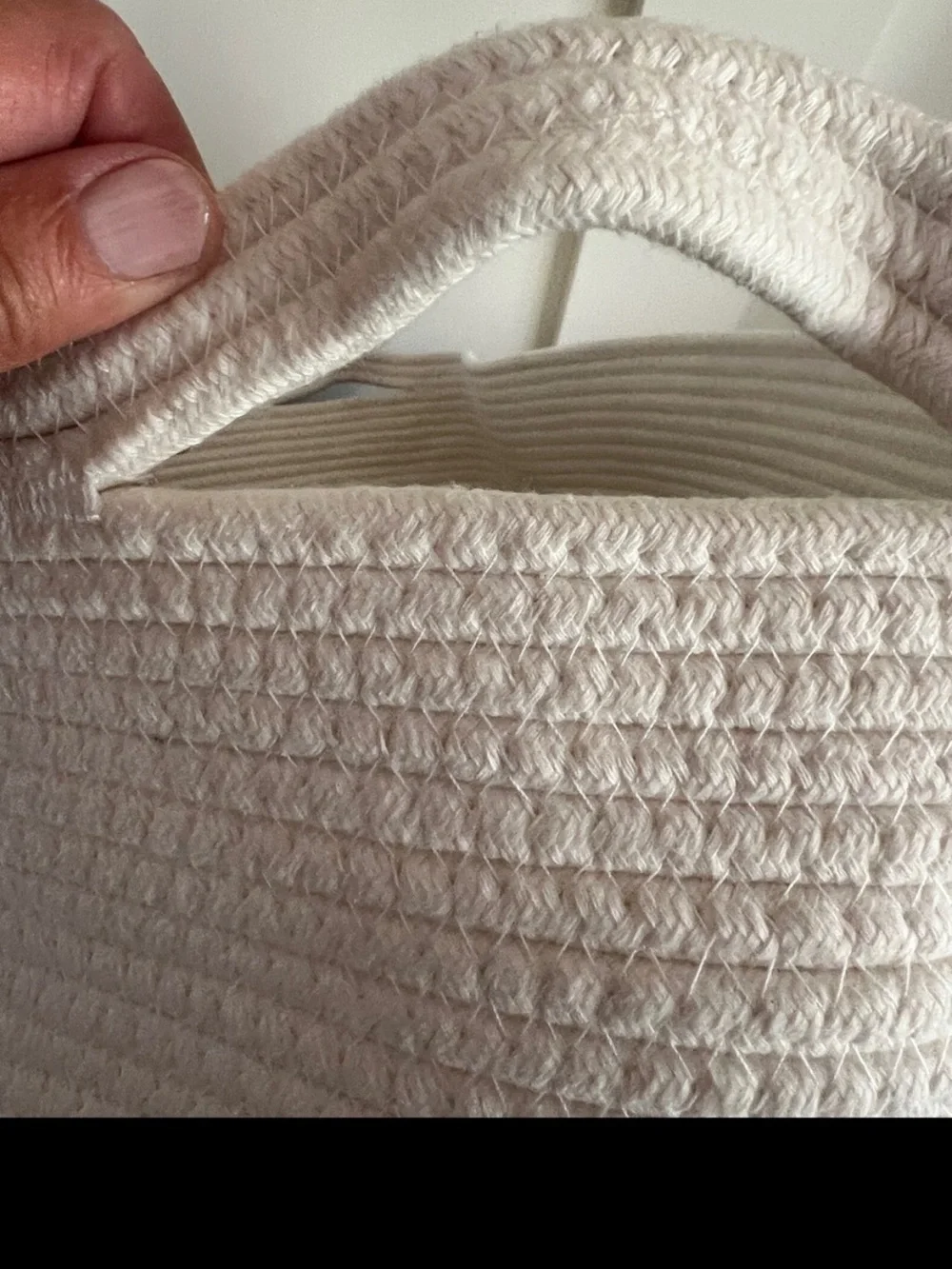 Two-Tone White and Tan Cotton Rope Storage Basket